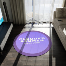 Load image into Gallery viewer, CA Round Rug — "Clouded Acumen" Purple Logo Rug